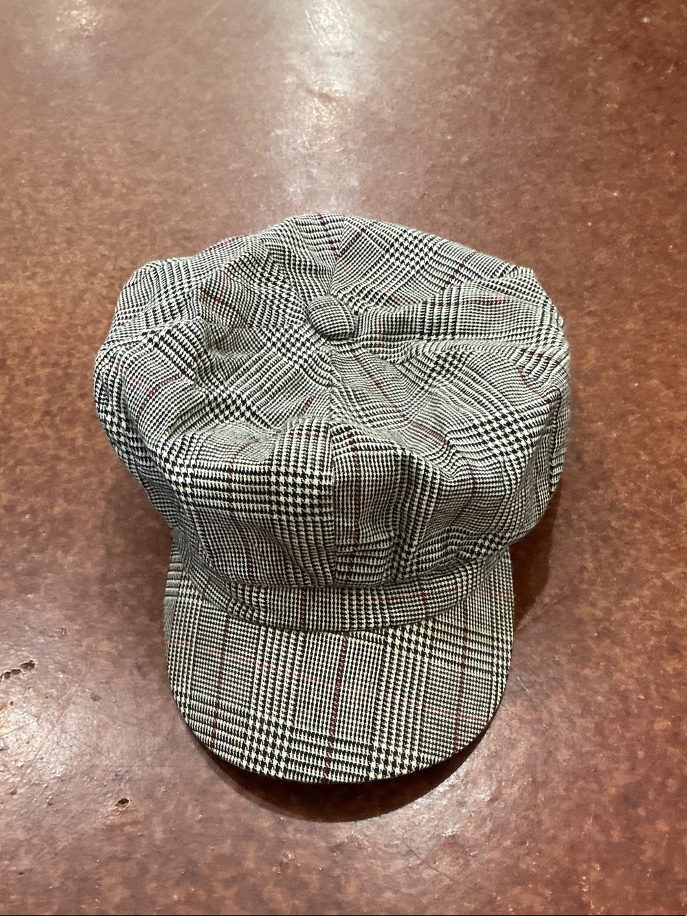 Plaid Newsboy Cap in Black and Gray